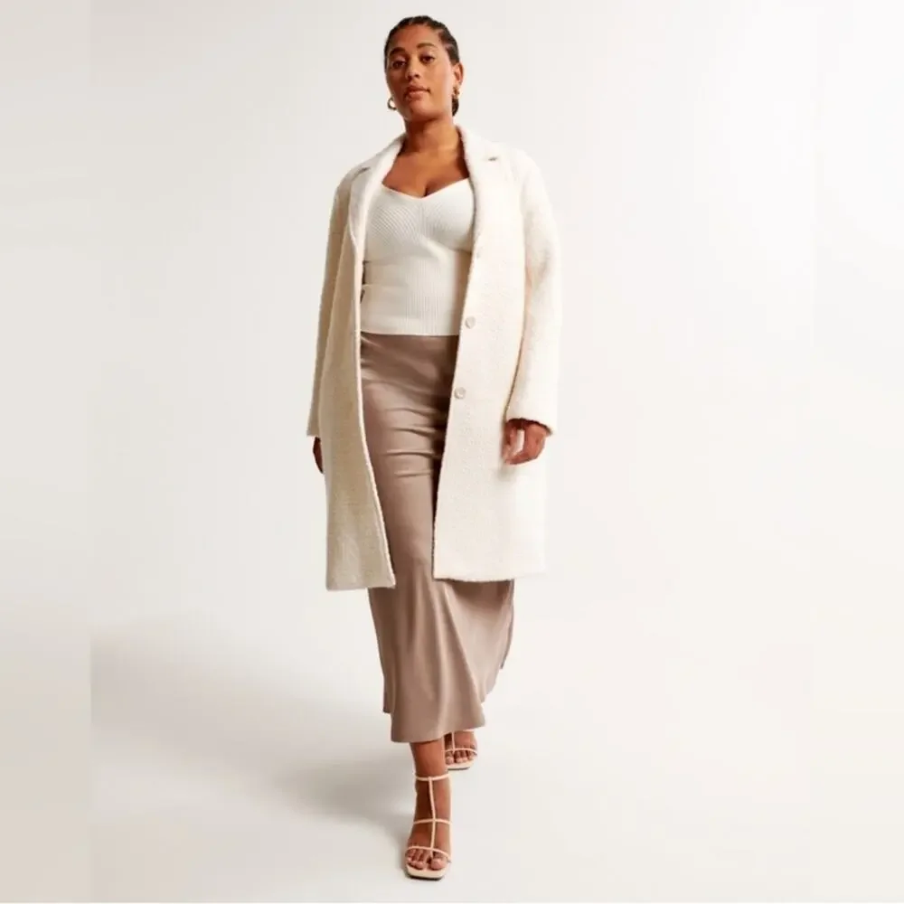 Abercrombie Ivory Wool Blend Dad Coat
